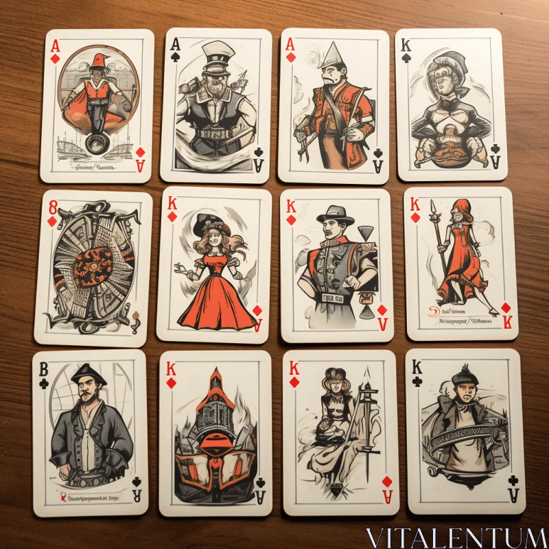 Intricate Character Illustrations on Playing Cards | Sovietwave and Dieselpunk Styles AI Image