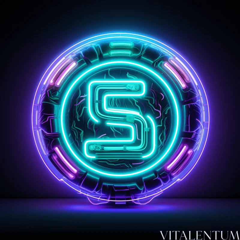 Mesmerizing 3D Circular Neon Sign for Tech Technology AI Image