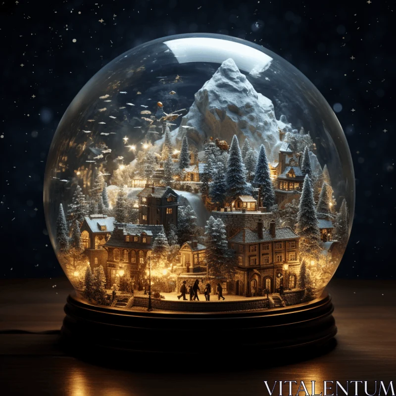 AI ART Snow Globe with Village Inside - Hyper-Realistic Art
