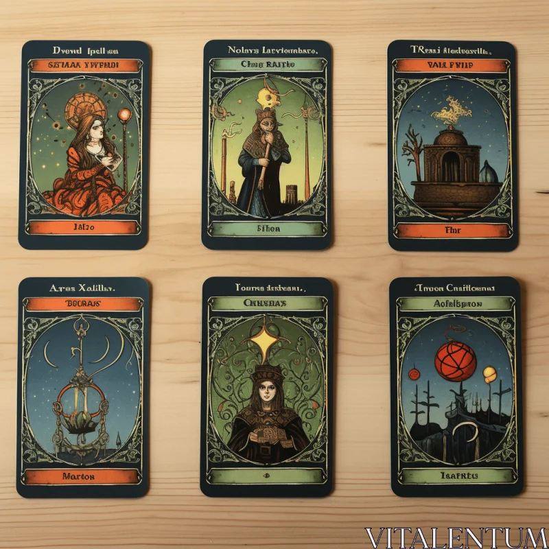 Intricate Tarot Card Collection with Striking 2D Art AI Image