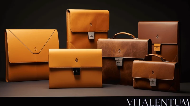Elegant Brown Leather Briefcases | Dark Yellow and Light Bronze AI Image