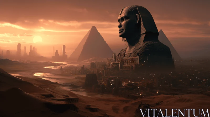 Captivating Ancient Egyptian City with Sun God Statue | Hyperrealistic Architecture AI Image