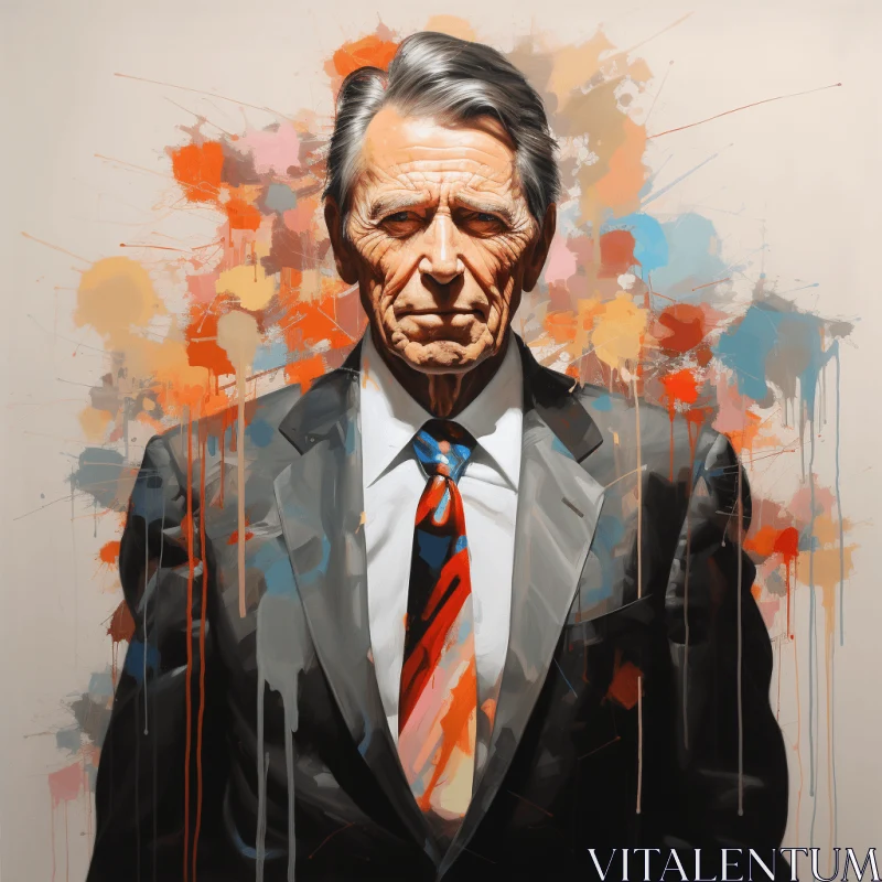 Captivating Painting of an Elderly Gentleman in a Suit | Political Portraiture AI Image