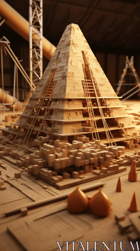 Captivating Wooden Pyramid: A Hyperrealistic Marvel AI Image