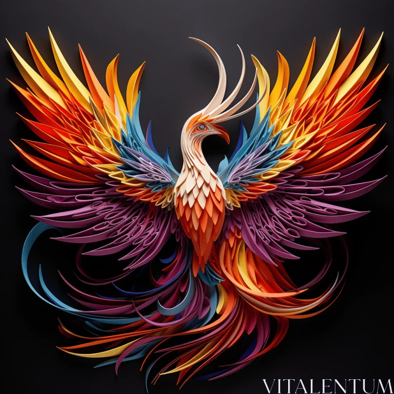 Colorful Phoenix Graphic Design - 3D Fantasy Art AI Image