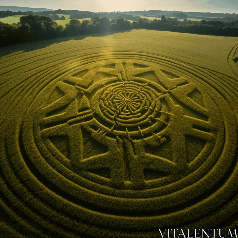 Enigmatic Crop Circles in a Field | Ethereal Celtic Knotwork AI Image