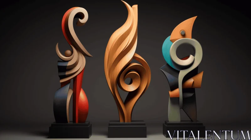 AI ART Exquisite Woodcarvings: Captivating Sculptures with Smooth Curves and Vibrant Colors