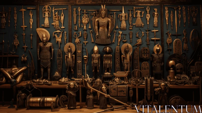 AI ART Antique Egyptian Weapons and Figurines: A Captivating Display of Afrofuturism