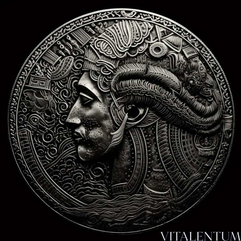 Intricate Ancient World Coin with Egyptian Iconography | Dark Surrealism AI Image