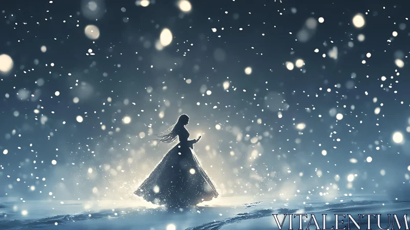 Woman in Snowy Landscape