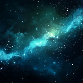 Turquoise Nebula in Starry Expanse