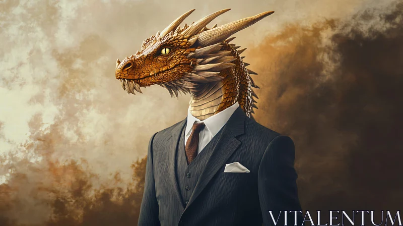 Sophisticated Dragon Character in Formal Attire