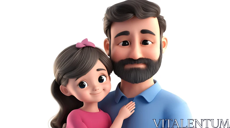 Father-Daughter Affection: A Sweet 3D Rendering