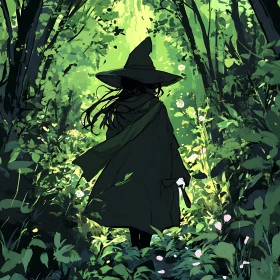 Mystical Witch in Emerald Forest