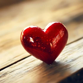 Heart of Sparkles on Wooden Texture