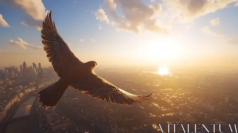 Sunset Flight Above the Metropolis