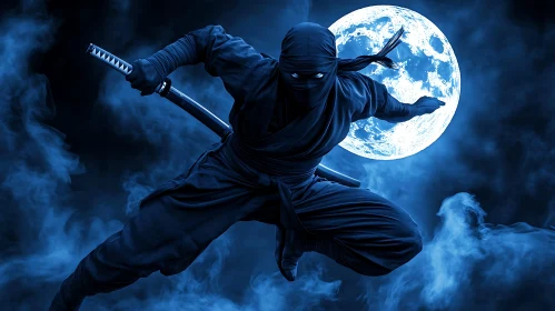 Moonlit Ninja with Sword