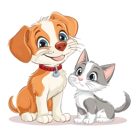 Cute Animal Companions in Cartoon Art