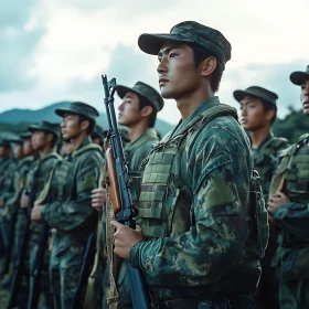 Army Soldiers in Camouflage Uniforms