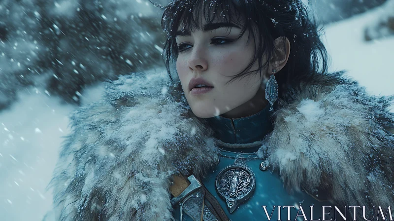 Snow Maiden Portrait in Winter Armor