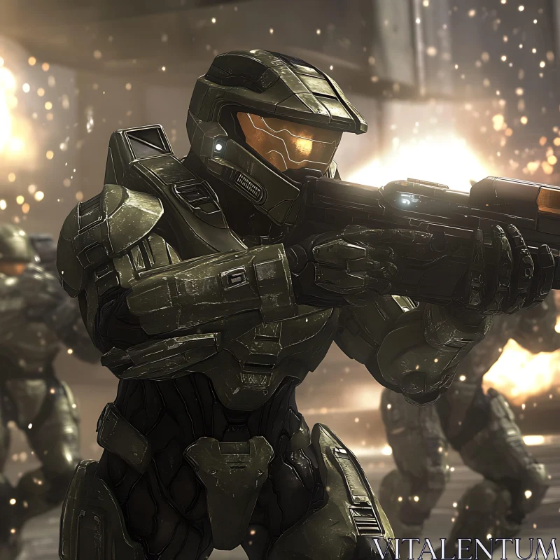 Futuristic Soldier with Rifle