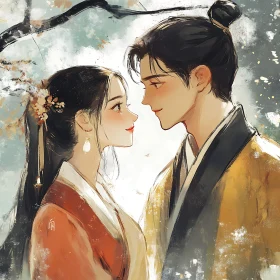Serene Couple Gaze Art