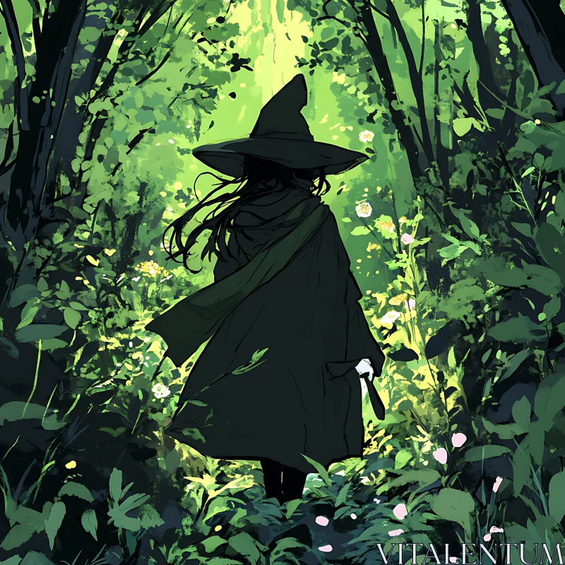 Mystical Witch in Emerald Forest