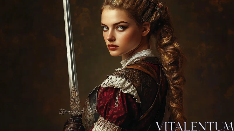 Armored Woman with Sword