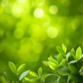 Lush Green Leaves with Bokeh Background