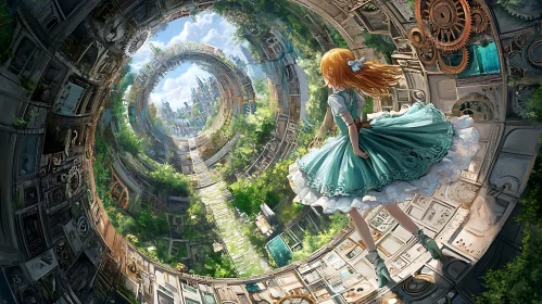 Surreal Anime Girl Cityscape