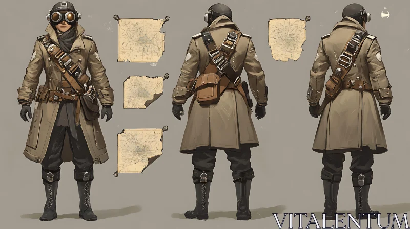 Detailed Steampunk Military Uniform Design AI Image