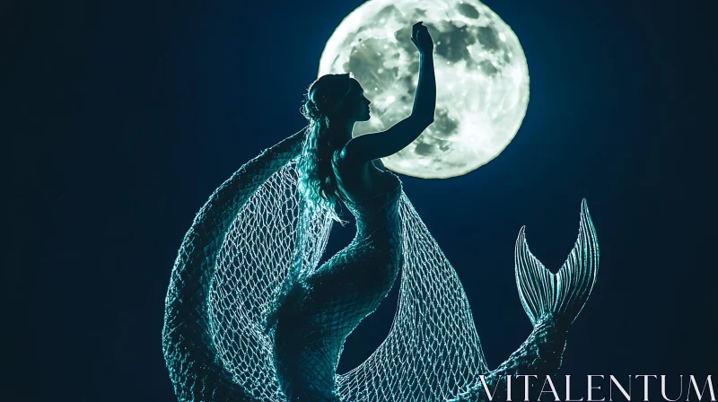 Moonlit Mermaid with Luminous Net
