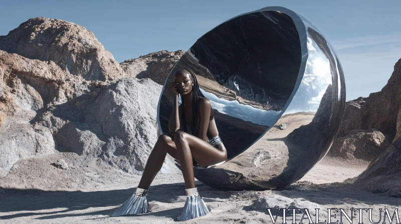 Futuristic Fashion in Arid Landscape