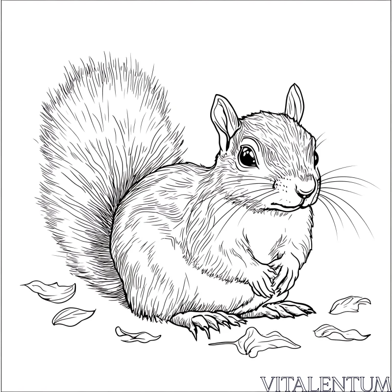 Monochrome Squirrel Illustration