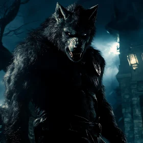 Mystic Werewolf in Dark Night