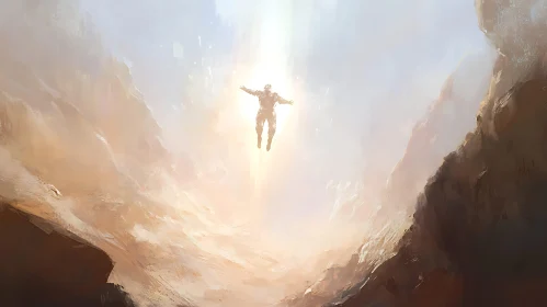 Figure Rising in Canyon - Hopeful Art