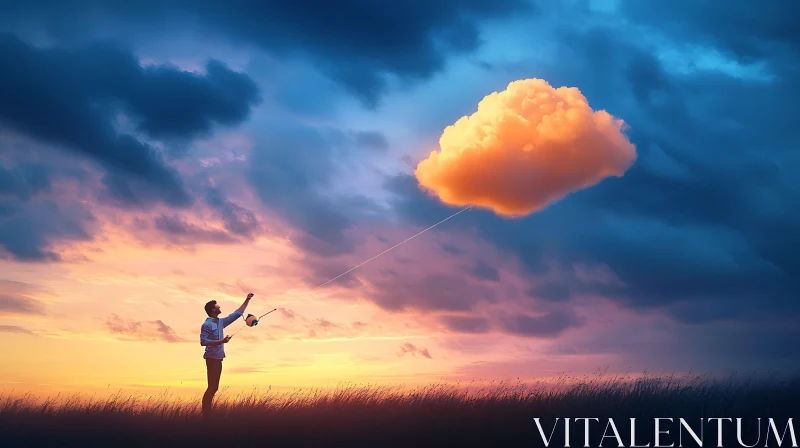Dreamy Sunset with Cloud and Silhouette