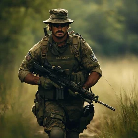Armed Soldier in Camouflage
