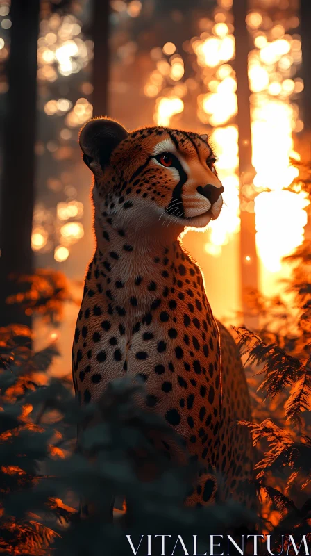 Cheetah in Sunlit Wilderness