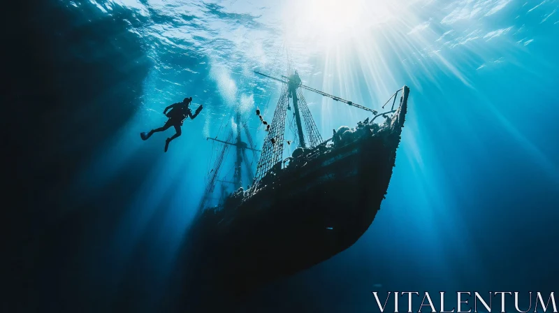 Underwater Shipwreck Scene AI Image