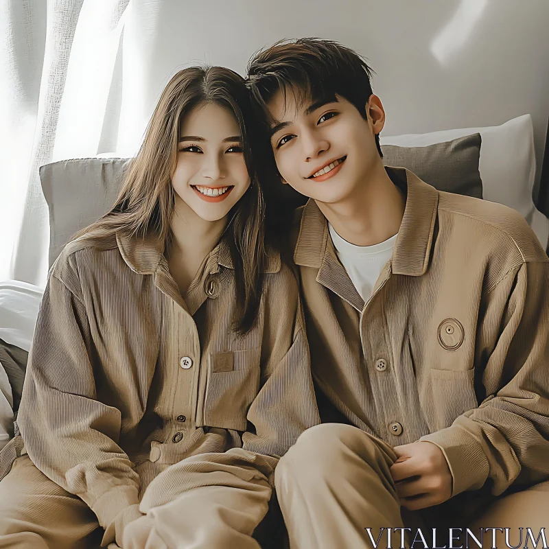 Joyful Couple in Matching Outfits