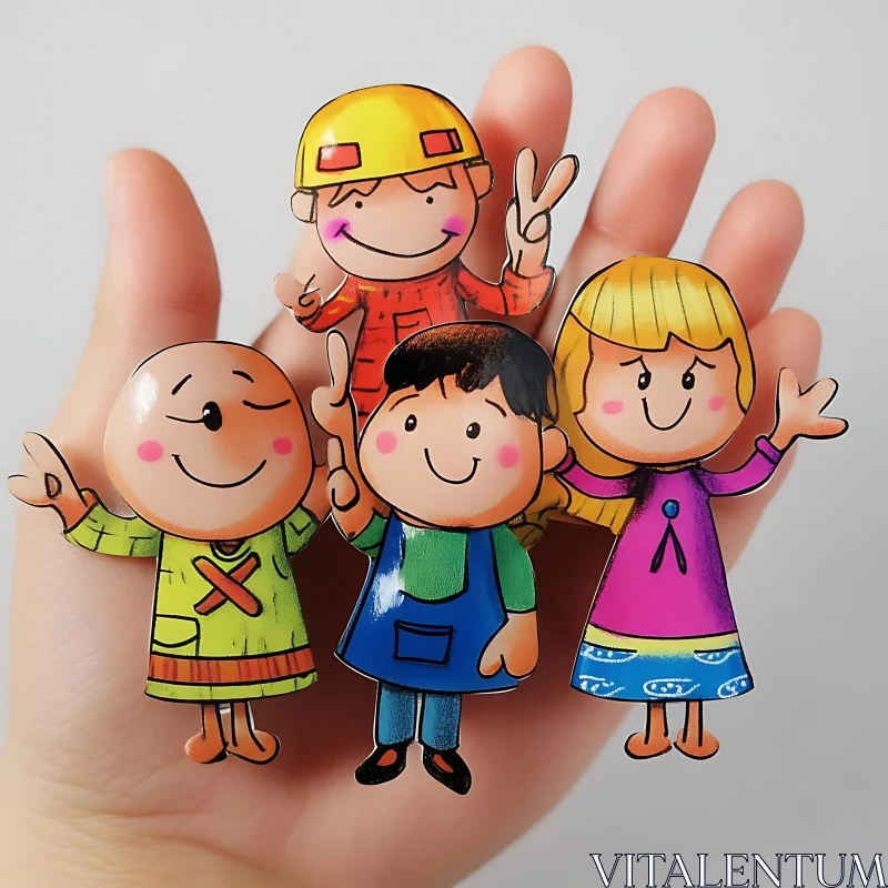 AI ART Cartoon Kids on a Hand