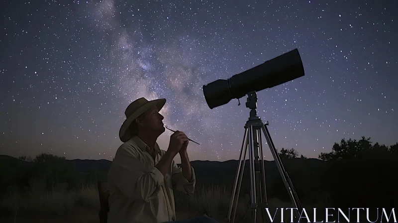 Man observing stars with telescope