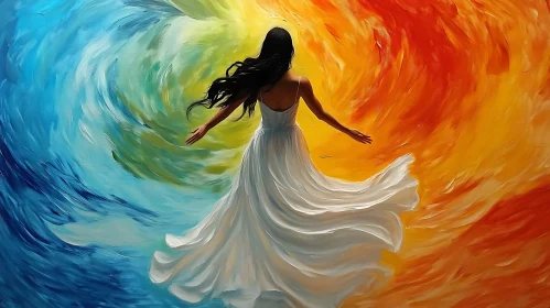Abstract Woman in White Dress Art
