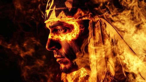 Man in Flames Headdress Portrait