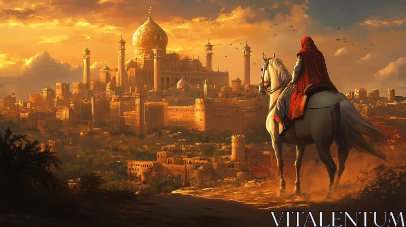 Ancient Cityscape with Horse Rider