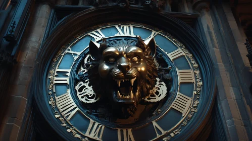 Steampunk Wolf Head Clock