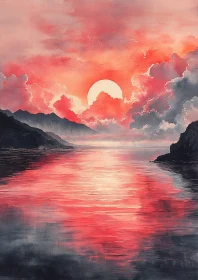 Tranquil Sunset Reflection on Still Waters