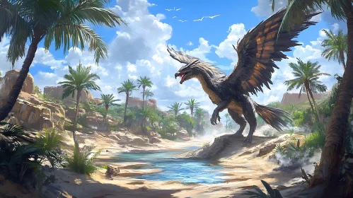 Winged Dragon in Tropical Paradise
