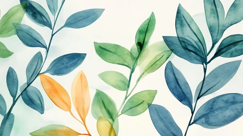 Elegant Watercolor Leaves Composition